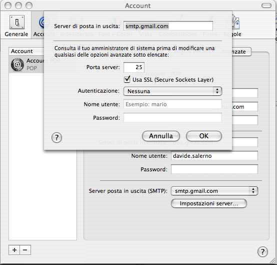 Mail Impostazioni Server